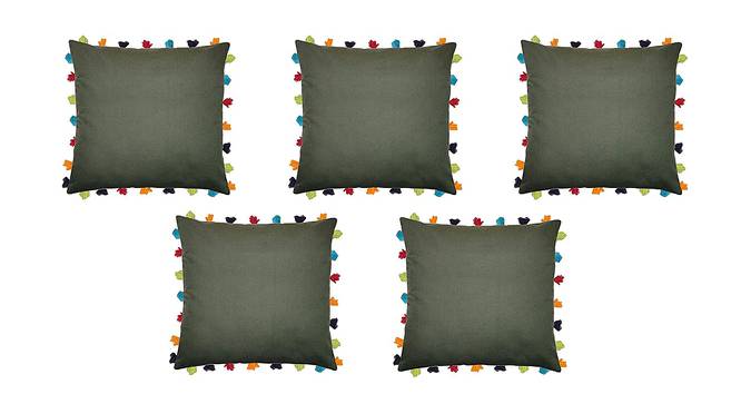 Landry Green Modern 20x20 Inches Cotton Cushion Cover - Set of 5 (Green, 51 x 51 cm  (20" X 20") Cushion Size) by Urban Ladder - Front View Design 1 - 483603