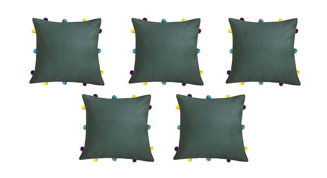Aubrie Green Modern 12x12 Inches Cotton Cushion Cover - Set of 5 (Green, 30 x 30 cm  (12" X 12") Cushion Size) by Urban Ladder - Front View Design 1 - 483608