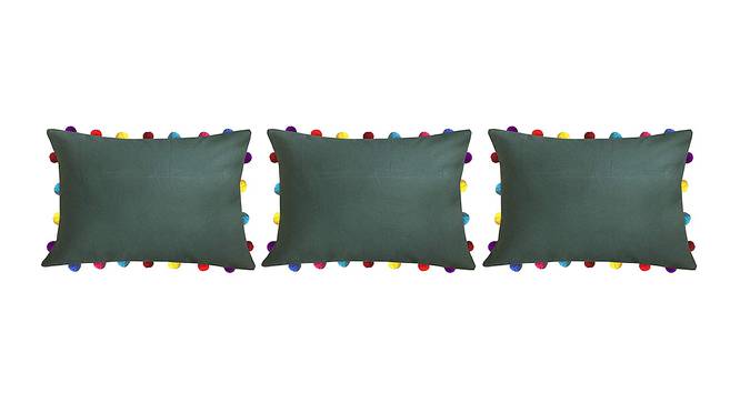 Kai Green Modern 14x20 Inches Cotton Cushion Cover - Set of 3 (Green, 36 x 51 cm  (14" X 20") Cushion Size) by Urban Ladder - Front View Design 1 - 483612