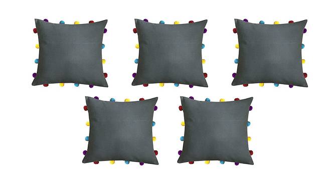 Marianna Grey Modern 14x14 Inches Cotton Cushion Cover - Set of 5 (Grey, 35 x 35 cm  (14" X 14") Cushion Size) by Urban Ladder - Front View Design 1 - 483614