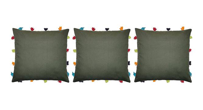 Nova Green Modern 14x14 Inches Cotton Cushion Cover - Set of 3 (Green, 35 x 35 cm  (14" X 14") Cushion Size) by Urban Ladder - Front View Design 1 - 483698