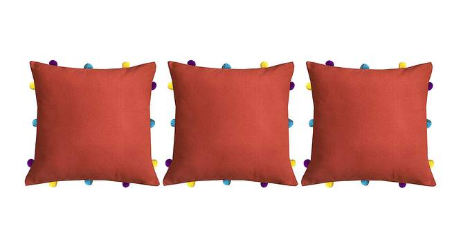 Kinslee Red Modern 12x12 Inches Cotton Cushion Cover -Set of 3 (Red, 30 x 30 cm  (12" X 12") Cushion Size) by Urban Ladder - Front View Design 1 - 483708