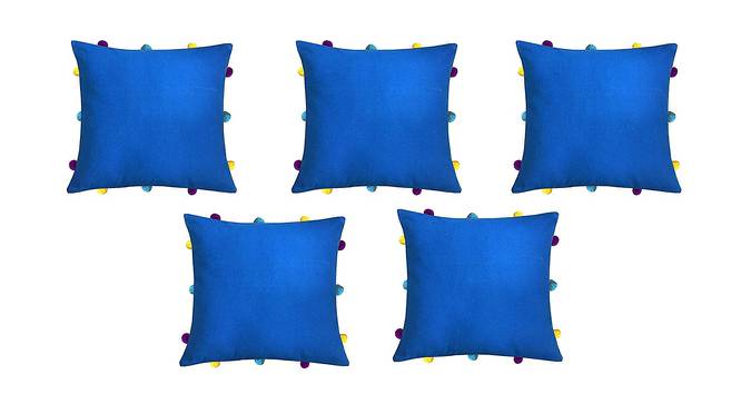 Bridget Blue Modern 12x12 Inches Cotton Cushion Cover - Set of 5 (Blue, 30 x 30 cm  (12" X 12") Cushion Size) by Urban Ladder - Front View Design 1 - 483800