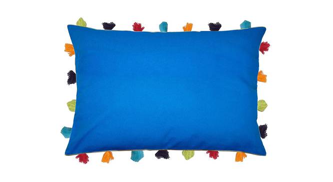 Finley Blue Modern 14x20 Inches Cotton Cushion Cover - Set of 3 (Blue, 36 x 51 cm  (14" X 20") Cushion Size) by Urban Ladder - Cross View Design 1 - 483864