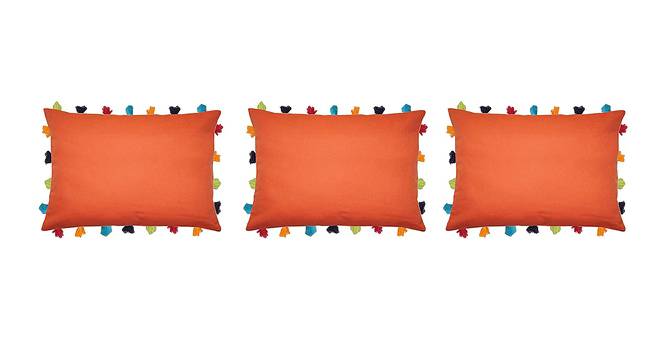 Eloise Red Modern 14x20 Inches Cotton Cushion Cover - Set of 3 (Red, 36 x 51 cm  (14" X 20") Cushion Size) by Urban Ladder - Front View Design 1 - 483894