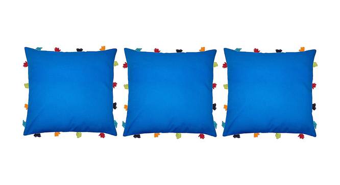 Maxwell Blue Modern 14x14 Inches Cotton Cushion Cover - Set of 3 (Blue, 35 x 35 cm  (14" X 14") Cushion Size) by Urban Ladder - Front View Design 1 - 483898