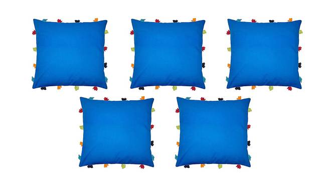 Ruby Blue Modern 14x14 Inches Cotton Cushion Cover - Set of 5 (Blue, 35 x 35 cm  (14" X 14") Cushion Size) by Urban Ladder - Front View Design 1 - 483899