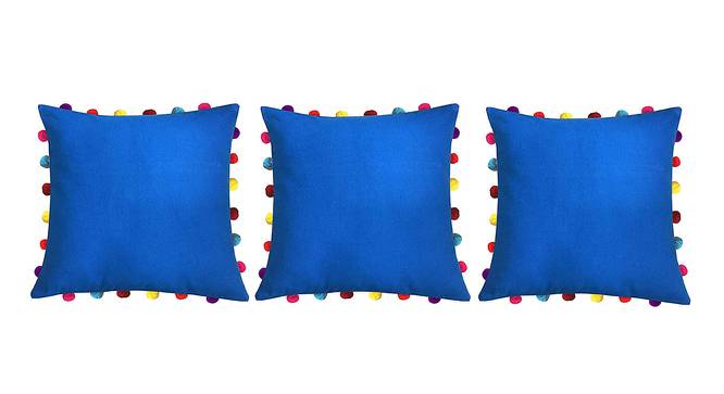Jenna Blue Modern 18x18 Inches Cotton Cushion Cover -Set of 3 (Blue, 46 x 46 cm  (18" X 18") Cushion Size) by Urban Ladder - Front View Design 1 - 483912