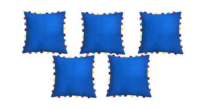 Briar Blue Modern 18x18 Inches Cotton Cushion Cover -Set of 5 (Blue, 46 x 46 cm  (18" X 18") Cushion Size) by Urban Ladder - Front View Design 1 - 483913