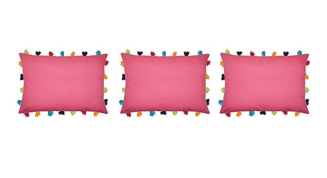 Ellie Pink Modern 14x20 Inches Cotton Cushion Cover - Set of 3 (Pink, 36 x 51 cm  (14" X 20") Cushion Size) by Urban Ladder - Front View Design 1 - 483990