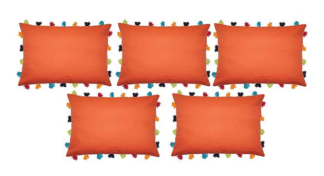 Holliday Red Modern 14x20 Inches Cotton Cushion Cover - Set of 5 (Red, 36 x 51 cm  (14" X 20") Cushion Size) by Urban Ladder - Front View Design 1 - 483991
