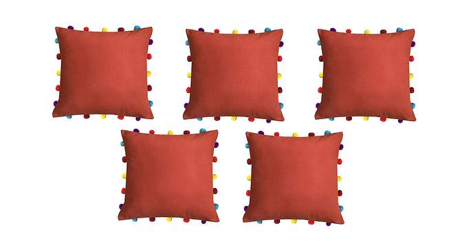 Hadlee Red Modern 16x16 Inches Cotton Cushion Cover -Set of 5 (Red, 41 x 41 cm  (16" X 16") Cushion Size) by Urban Ladder - Front View Design 1 - 484014