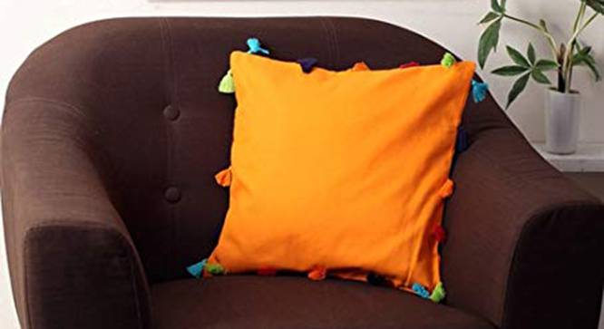Tyrion Orange Modern 24x24 Inches Cotton Cushion Cover (Orange, 61 x 61 cm  (24" X 24") Cushion Size) by Urban Ladder - Cross View Design 1 - 484066