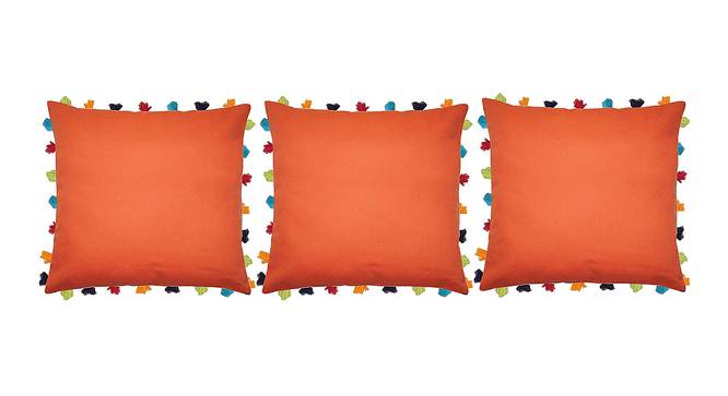 Boone Orange Modern 20x20 Inches Cotton Cushion Cover -Set of 3 (Orange, 51 x 51 cm  (20" X 20") Cushion Size) by Urban Ladder - Front View Design 1 - 484095