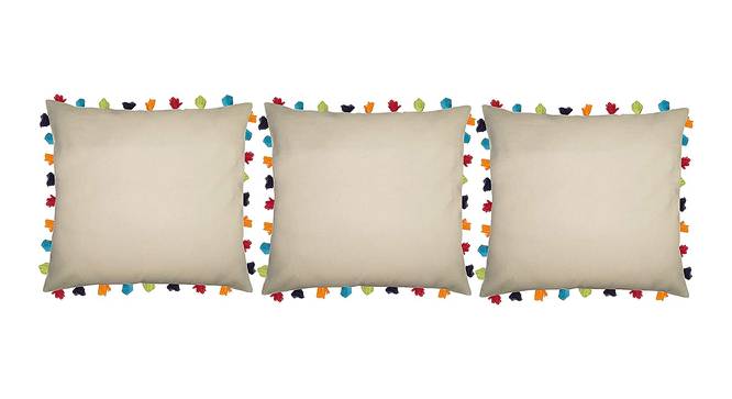 Cersei Beige Modern 24x24 Inches Cotton Cushion Cover -Set of 3 (Beige, 61 x 61 cm  (24" X 24") Cushion Size) by Urban Ladder - Front View Design 1 - 484097