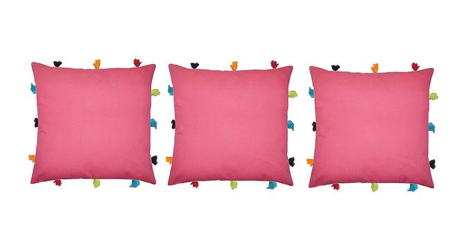 Gunner Pink Modern 12x12 Inches Cotton Cushion Cover -Set of 3 (Pink, 30 x 30 cm  (12" X 12") Cushion Size) by Urban Ladder - Front View Design 1 - 484183