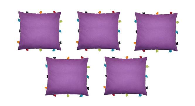 Rhett Purple Modern 12x12 Inches Cotton Cushion Cover - Set of 5 (Purple, 30 x 30 cm  (12" X 12") Cushion Size) by Urban Ladder - Front View Design 1 - 484186