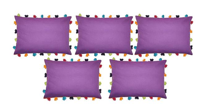 Ida Purple Modern 14x20 Inches Cotton Cushion Cover - Set of 5 (Purple, 36 x 51 cm  (14" X 20") Cushion Size) by Urban Ladder - Front View Design 1 - 484188