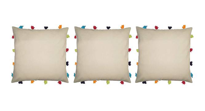 Kenzie Beige Modern 14x14 Inches Cotton Cushion Cover - Set of 3 (Beige, 35 x 35 cm  (14" X 14") Cushion Size) by Urban Ladder - Front View Design 1 - 484190