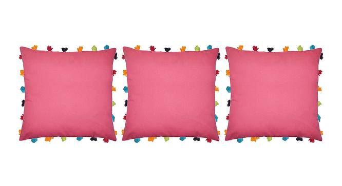 Reece Pink Modern 18x18 Inches Cotton Cushion Cover -Set of 3 (Pink, 46 x 46 cm  (18" X 18") Cushion Size) by Urban Ladder - Front View Design 1 - 484194