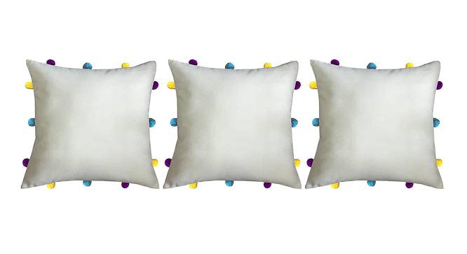 Lillie White Modern 12x12 Inches Cotton Cushion Cover -Set of 3 (White, 30 x 30 cm  (12" X 12") Cushion Size) by Urban Ladder - Front View Design 1 - 484202