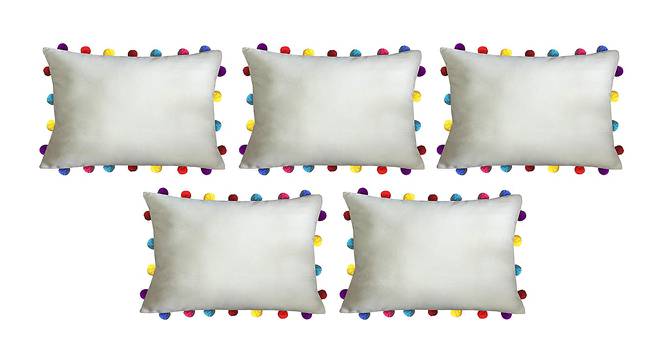 Princess White Modern 14x20 Inches Cotton Cushion Cover - Set of 5 (White, 36 x 51 cm  (14" X 20") Cushion Size) by Urban Ladder - Front View Design 1 - 484206