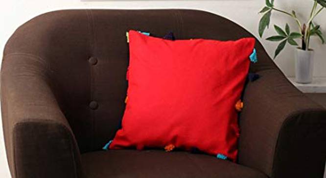 Ellis Red Modern 18x18 Inches Cotton Cushion Cover (Red, 46 x 46 cm  (18" X 18") Cushion Size) by Urban Ladder - Cross View Design 1 - 484252