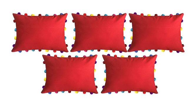 Kynlee Red Modern 14x20 Inches Cotton Cushion Cover - Set of 5 (Red, 36 x 51 cm  (14" X 20") Cushion Size) by Urban Ladder - Front View Design 1 - 484293