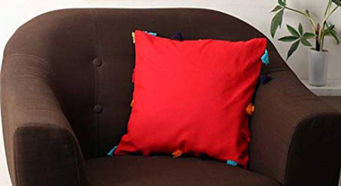 Tinsley Red Modern 20x20 Inches Cotton Cushion Cover (Red, 51 x 51 cm  (20" X 20") Cushion Size) by Urban Ladder - Cross View Design 1 - 484360