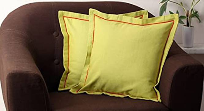 Amani Yellow Solid 16x16 Inches Cotton Cushion Cover -Set of 2 (Yellow, 41 x 41 cm  (16" X 16") Cushion Size) by Urban Ladder - Cross View Design 1 - 484376
