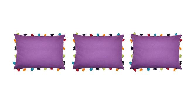 Esme Purple Modern 14x20 Inches Cotton Cushion Cover - Set of 3 (Purple, 36 x 51 cm  (14" X 20") Cushion Size) by Urban Ladder - Front View Design 1 - 484383