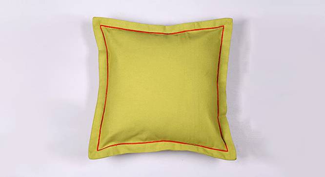 Amani Yellow Solid 16x16 Inches Cotton Cushion Cover -Set of 2 (Yellow, 41 x 41 cm  (16" X 16") Cushion Size) by Urban Ladder - Front View Design 1 - 484405