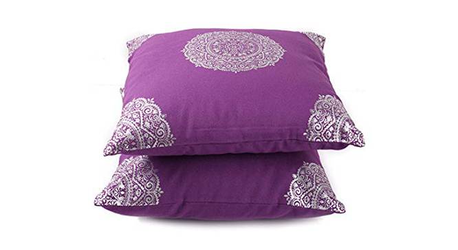 Stella Violet Abstract 16x16 Inches Cotton Cushion Cover- Set of 2 (41 x 41 cm  (16" X 16") Cushion Size, Violet) by Urban Ladder - Cross View Design 1 - 484443