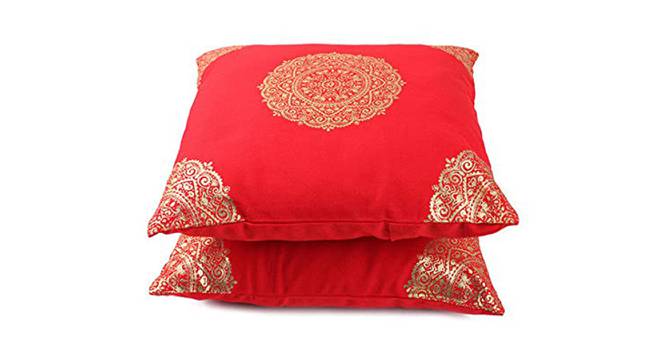 Sullivan Red Abstract 16x16 Inches Cotton Cushion Cover- Set of 2 (Red, 41 x 41 cm  (16" X 16") Cushion Size) by Urban Ladder - Cross View Design 1 - 484444