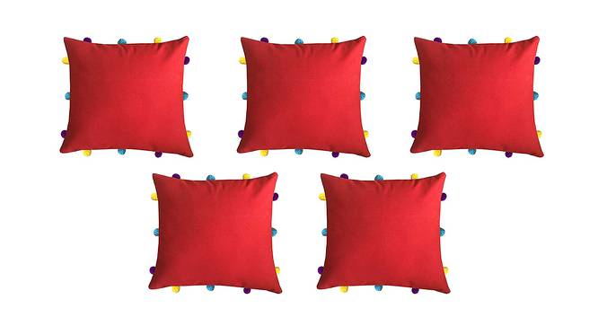 Adalee Red Modern 12x12 Inches Cotton Cushion Cover - Set of 5 (Red, 30 x 30 cm  (12" X 12") Cushion Size) by Urban Ladder - Front View Design 1 - 484487