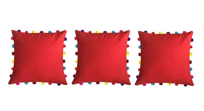 Beatrice Red Modern 18x18 Inches Cotton Cushion Cover -Set of 3 (Red, 46 x 46 cm  (18" X 18") Cushion Size) by Urban Ladder - Front View Design 1 - 484495