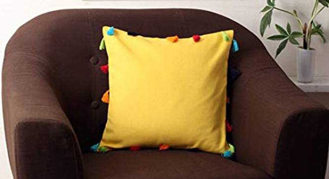 Phil Yellow Modern 24x24 Inches Cotton Cushion Cover (Yellow, 61 x 61 cm  (24" X 24") Cushion Size) by Urban Ladder - Cross View Design 1 - 484556