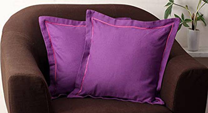 Amani Purple Solid 16x16 Inches Cotton Cushion Cover -Set of 2 (Purple, 41 x 41 cm  (16" X 16") Cushion Size) by Urban Ladder - Cross View Design 1 - 484567