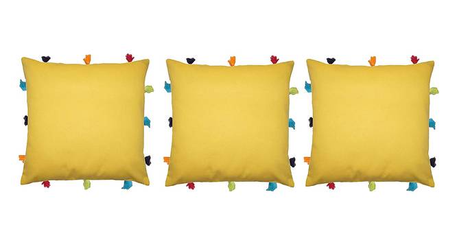 Fritz Yellow Modern 12x12 Inches Cotton Cushion Cover -Set of 3 (Yellow, 30 x 30 cm  (12" X 12") Cushion Size) by Urban Ladder - Front View Design 1 - 484576