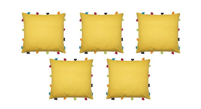 Poppy Yellow Modern 14x14 Inches Cotton Cushion Cover - Set of 5 (Yellow, 35 x 35 cm  (14" X 14") Cushion Size) by Urban Ladder - Front View Design 1 - 484579