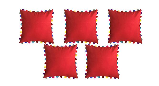 Navy Red Modern 24x24Inches Cotton Cushion Cover - Set of 5 (Red, 61 x 61 cm  (24" X 24") Cushion Size) by Urban Ladder - Front View Design 1 - 484592