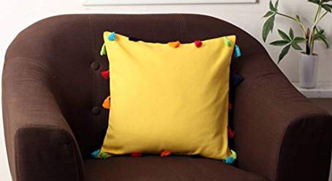 Crew Yellow Modern 12x12 Inches Cotton Cushion Cover (Yellow, 30 x 30 cm  (12" X 12") Cushion Size) by Urban Ladder - Cross View Design 1 - 484647