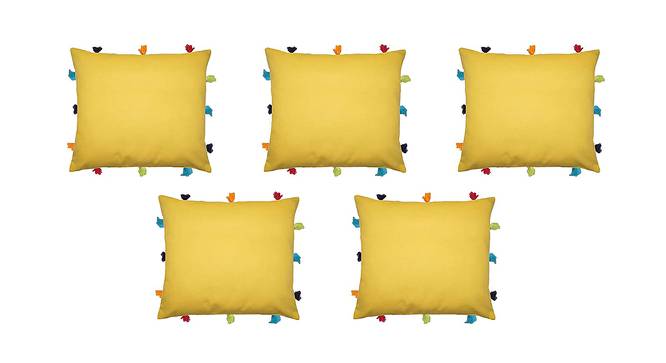 Peyton Yellow Modern 12x12 Inches Cotton Cushion Cover - Set of 5 (Yellow, 30 x 30 cm  (12" X 12") Cushion Size) by Urban Ladder - Front View Design 1 - 484674