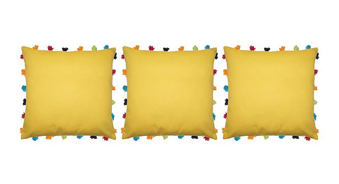 Peirson Yellow Modern 18x18 Inches Cotton Cushion Cover -Set of 3 (Yellow, 46 x 46 cm  (18" X 18") Cushion Size) by Urban Ladder - Front View Design 1 - 484675
