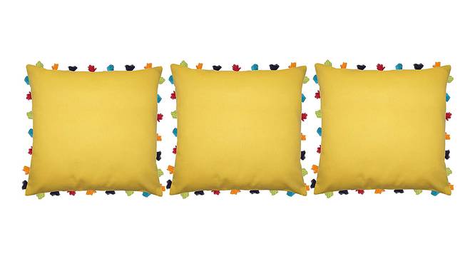 Angus Yellow Modern 20x20 Inches Cotton Cushion Cover -Set of 3 (Yellow, 51 x 51 cm  (20" X 20") Cushion Size) by Urban Ladder - Front View Design 1 - 484678