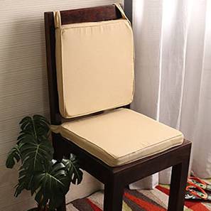 Beige Cushions Design Brax Cotton Beige Solid 16x16 Inches Foam Filled Chair Pad - Set of 2 (Beige)
