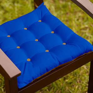 Chair Design Mia Cotton Blue Solid 16x16 Inches Polyfill Filled Chair Pad (Blue)