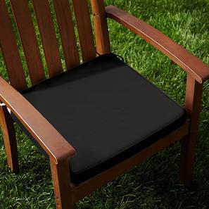 Black Cushion Design Auden Cotton Black Solid 16x16 Inches Foam Filled Chair Pad - Set of 2 (Black)
