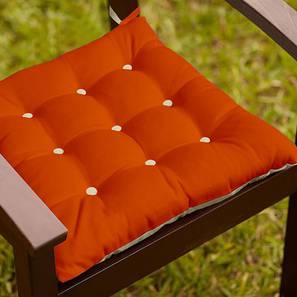 Cotton Table Linen Design Mia Cotton Orange Solid 16x16 Inches Polyfill Filled Chair Pad (Orange)