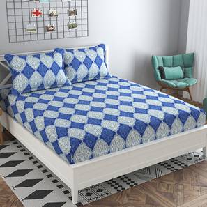Blue Abstract 160 TC Cotton Double Size Bedsheet